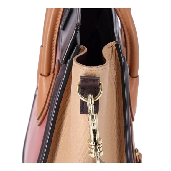 CELINE Luggage Nano Shopper Tote Handbag Pink Beige  Light Brown Colorblock - Picture 10 of 14